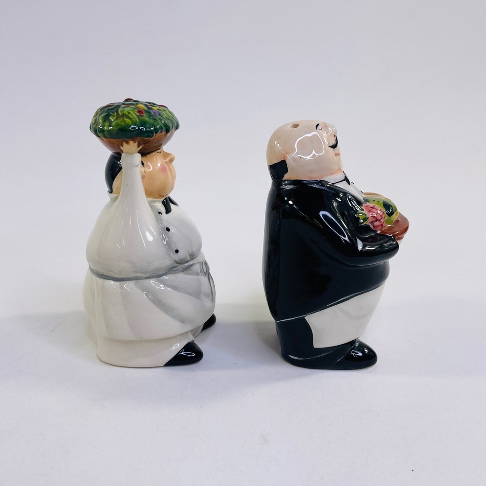 CIC Ceramic Chef and Waiter Salt and Pepper Shakers Set Whimsical Kitchen Decor - Picture 4 of 7